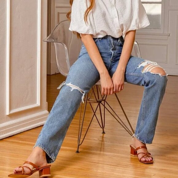 Agolde Lana Straight Distressed Jeans - 23" - Picture 10 of 11